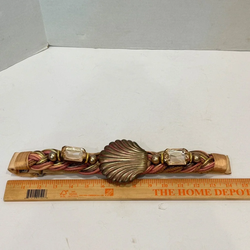 Carolyn Tanner Designs Braided Shell Belt Womens OS Gold Fair Vintage Stained - Picture 10 of 10